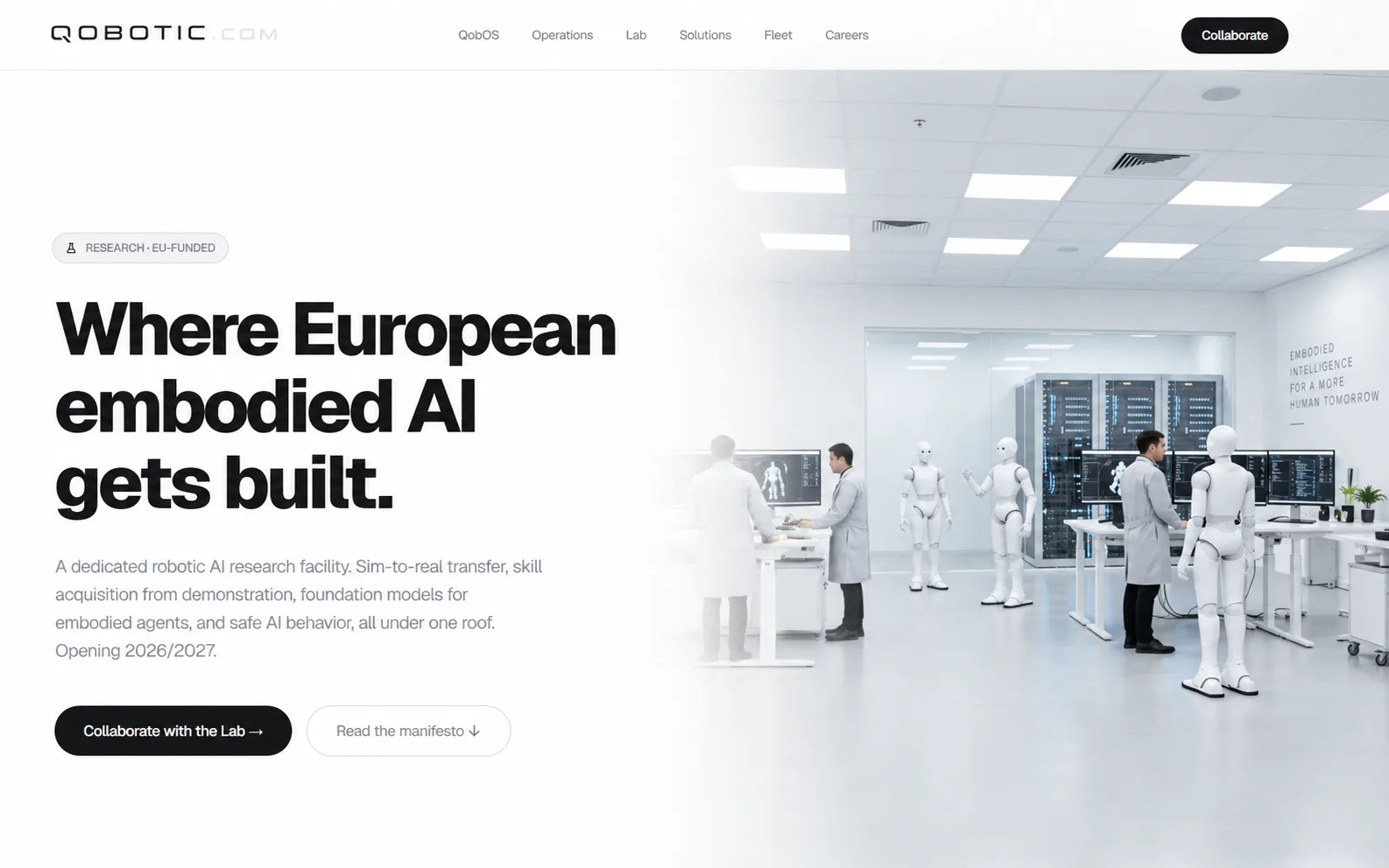 Lab: podstrona ośrodka badawczego AI dla robotów humanoidalnych, finansowanego ze środków UE.
