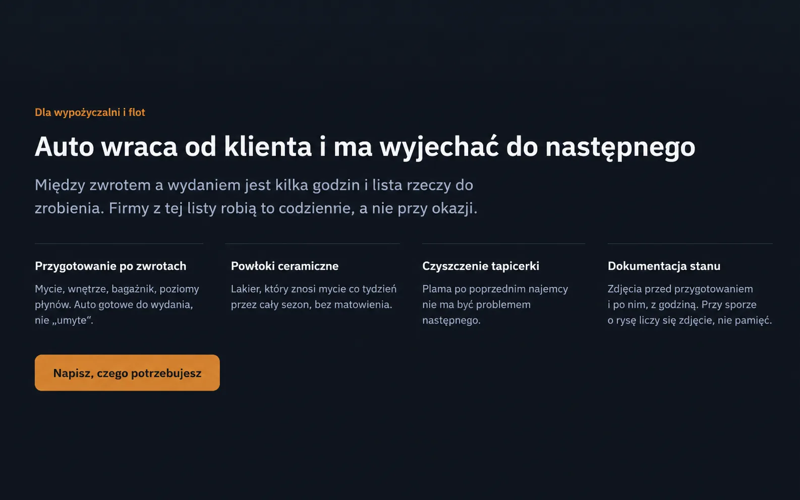 Oferta przygotowania aut dla wypożyczalni i flot